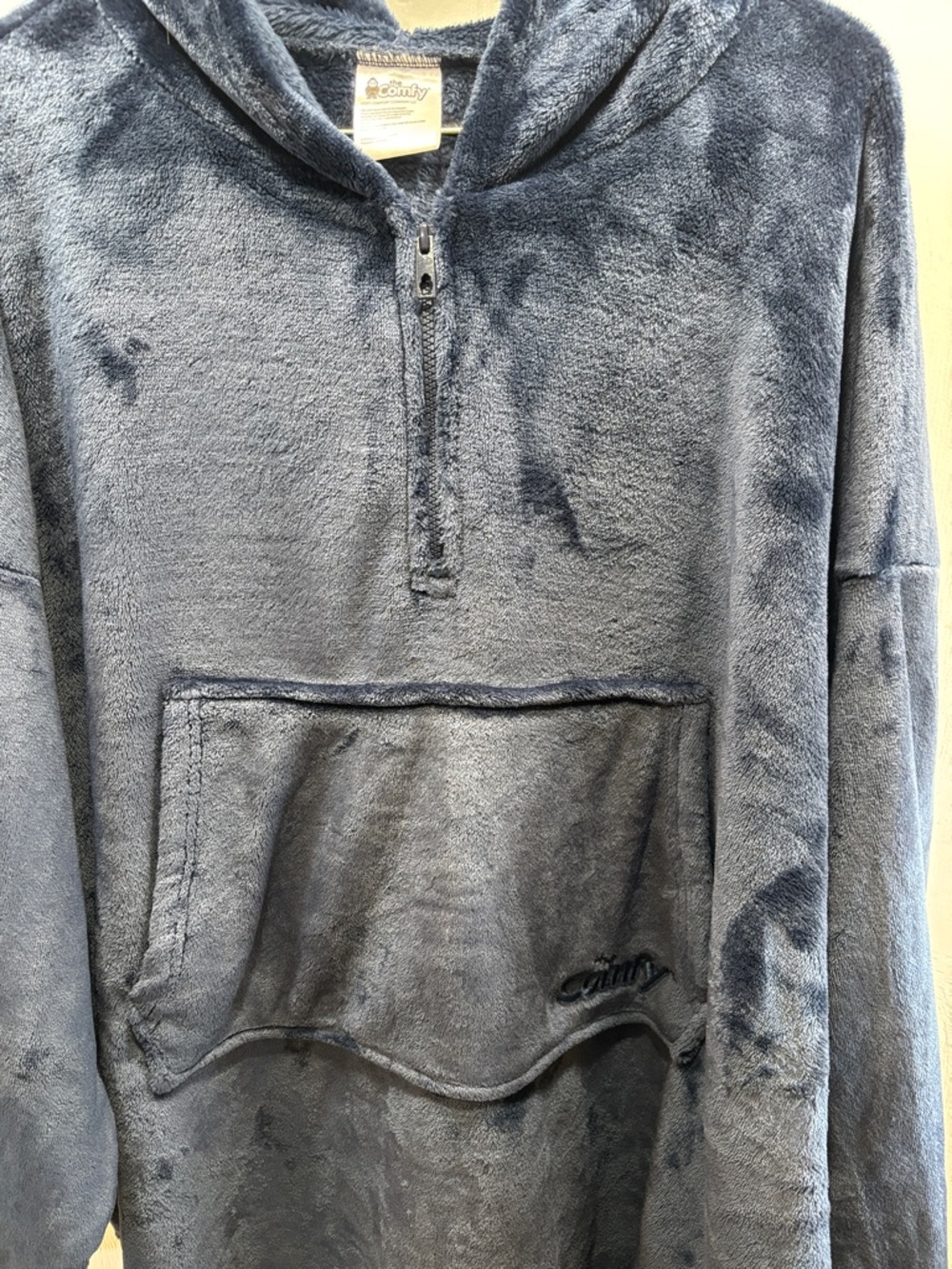 The Comfy Original 1/4-Zip Plush True Navy Wearable Blanket Hooded Kangaroo PKT - Picture 3 of 9